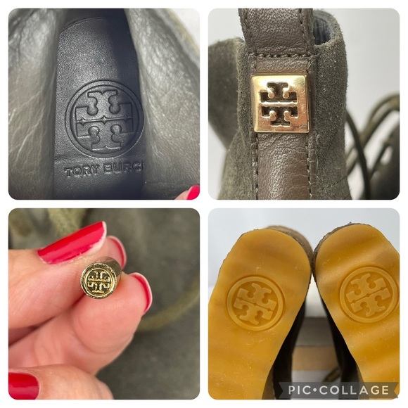 TORY BURCH Vicki Olive Suede Gum Sole Wedge Platform Ankle Booties - Sz 9 - Picture 5 of 15
